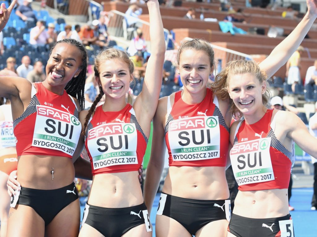 4x100-m-Staffel U23: Sarah Atcho, Géraldine Frey, Riccarda Dietsche und Ajla Del Ponte (Photo: Iris Hensel)
