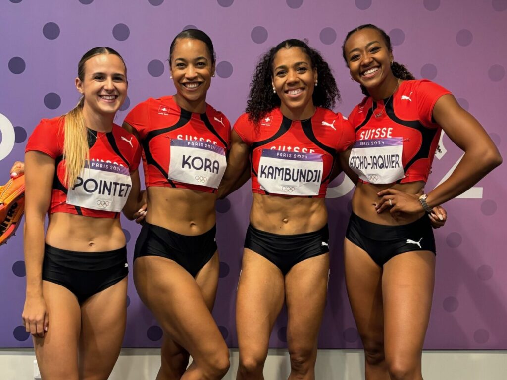 Léonie Pointet, Salomé Kora, Mujinga Kambundji, Sarah Atcho-Jaquier (Photo: Swiss Athletics)