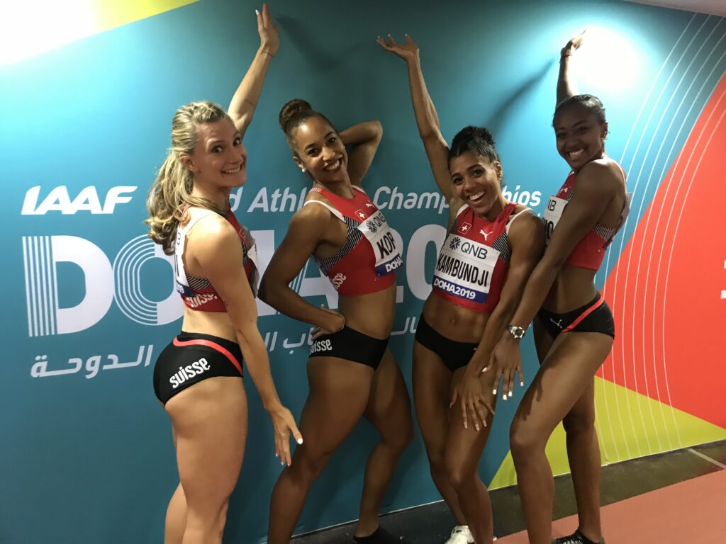 Ajla Del Ponte, Salomé Kora, Mujinga Kambundji, Sarah Atcho (Photo: Swiss Athletics)