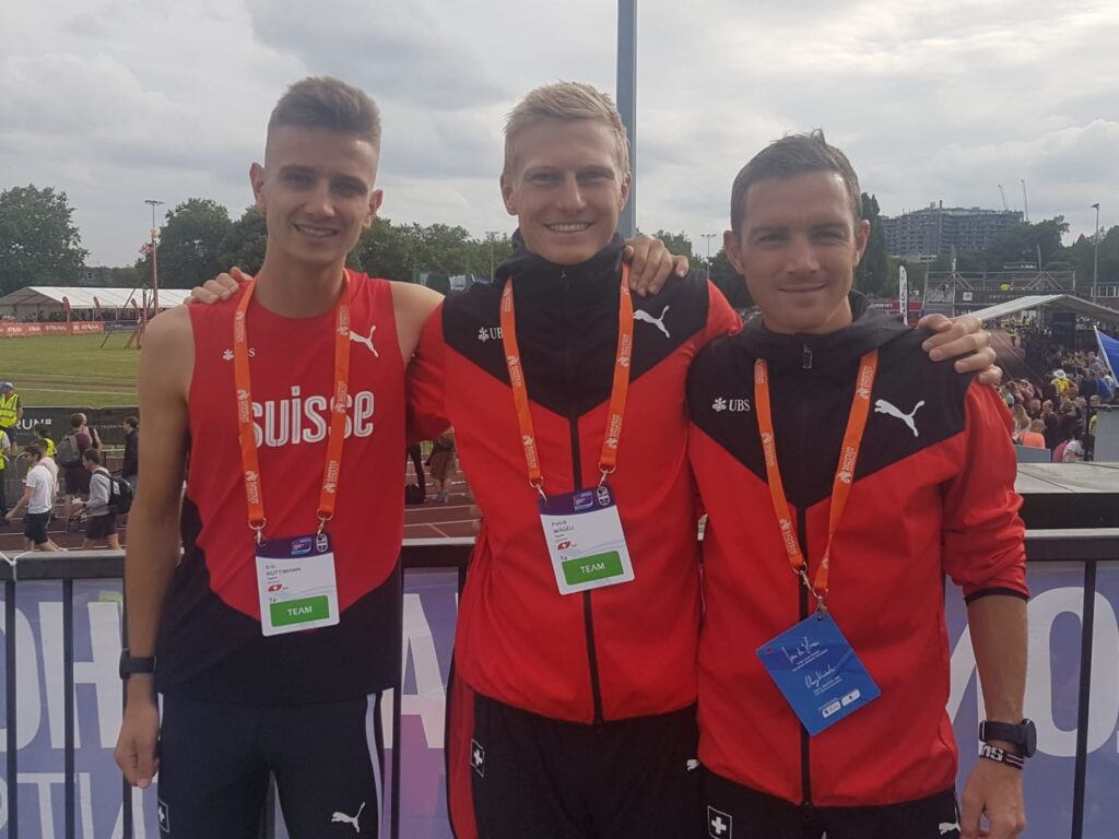 Eric Rüttimann, Patrik Wägeli, Sullivan Brunet beim 10 000-m-Europacup in London (Photo: Swiss Athletics)