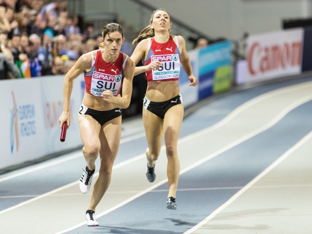 Lea Sprunger, Cornelia Halbheer an der Hallen-EM 2019 in Glasgow (Photo: athletix.ch)