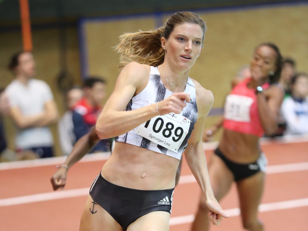 Lea Sprunger gewinnt das 400-m-Rennen beim BBA-Hallenmeeting 2019 in Magglingen (Photo: athletix.ch)