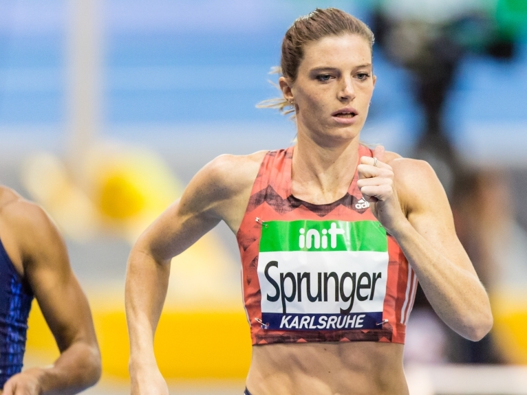 Sprunger, Lea (SUI) in the 400m race during the INDOOR MEETING Karlsruhe, 03.02.2018 (IAAF World Indoor Tour) on February, 3 2018 in Karlsruhe (Messe), Deutschland