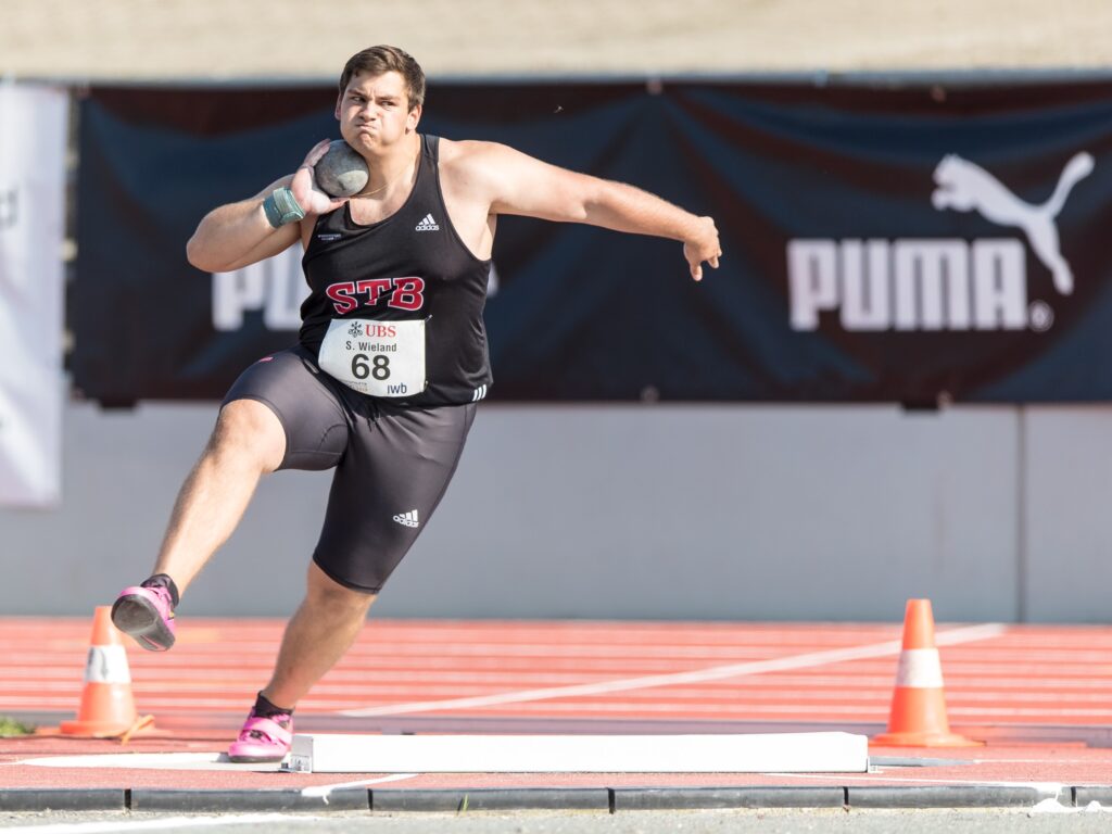 Der Kugelstosser Stefan Wieland an der SM 2019 in Basel (Photo: athletix.ch)